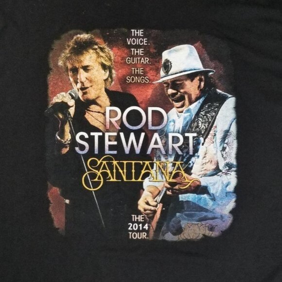 Rod Stewart & Santana 2014 Tour T-Shirt Size L Back Splash Black - Picture 3 of 4